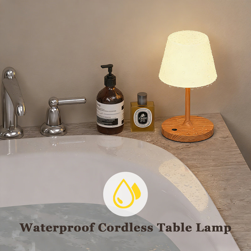 9.1'' Cordless Rechargeable Shower Table Lamp With Dimmable Touch Control