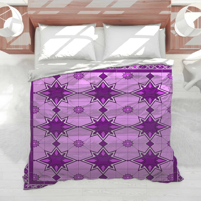 Édredon mauve à motif d'étoiles, Simple extra long