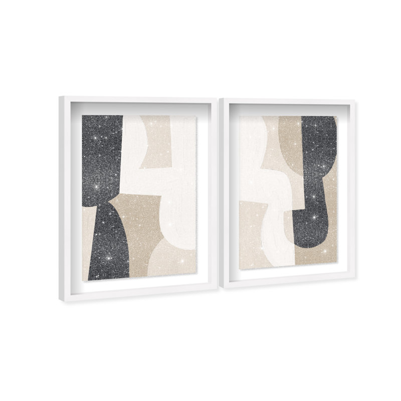El Modernista Set Shadowbox Abstract Print by Oliver Gal, Black Frame, 10 x 15, 17.5"H x 25.5"W, White Shadowbox