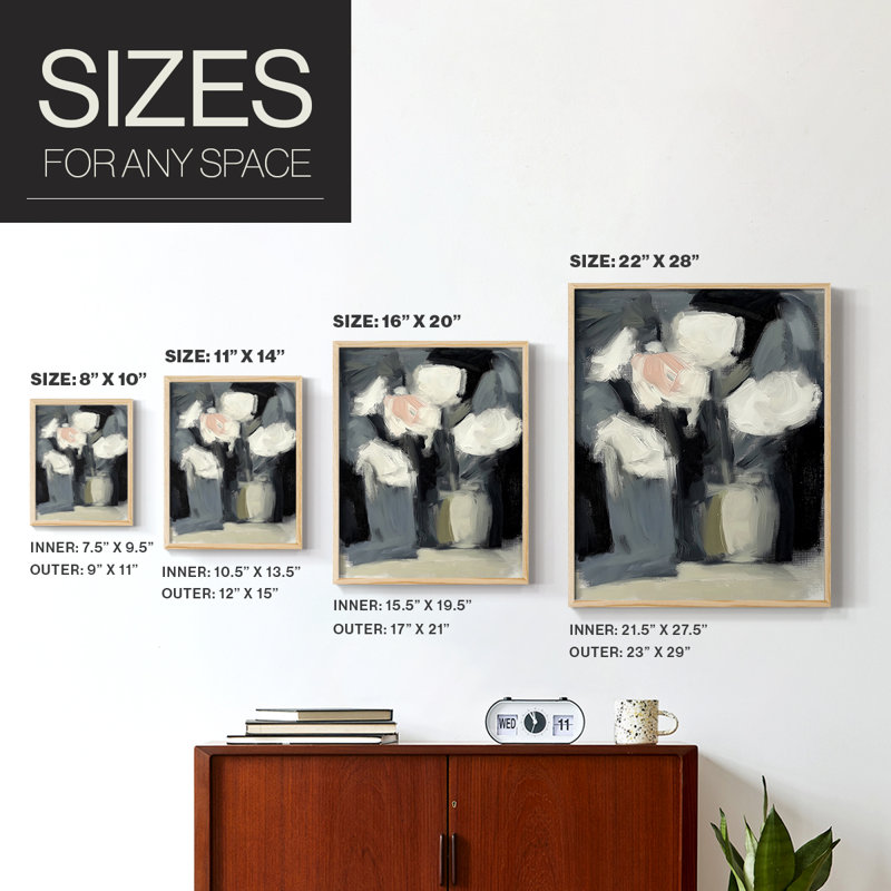 Reproduction encadrée FLORAL Series DCC III - bois massif, H 15 po x l 12 po