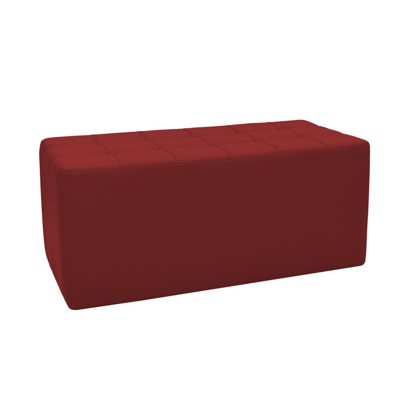 Faux Leather Ottoman, Crimson Faux Leather