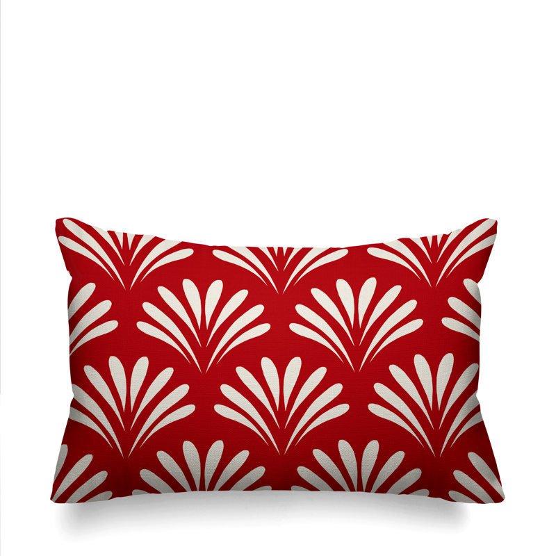 Coussin décoratif intérieur / extérieur Flower Burst, H 20 po x l 14 po, Rouge, Rectangulaire