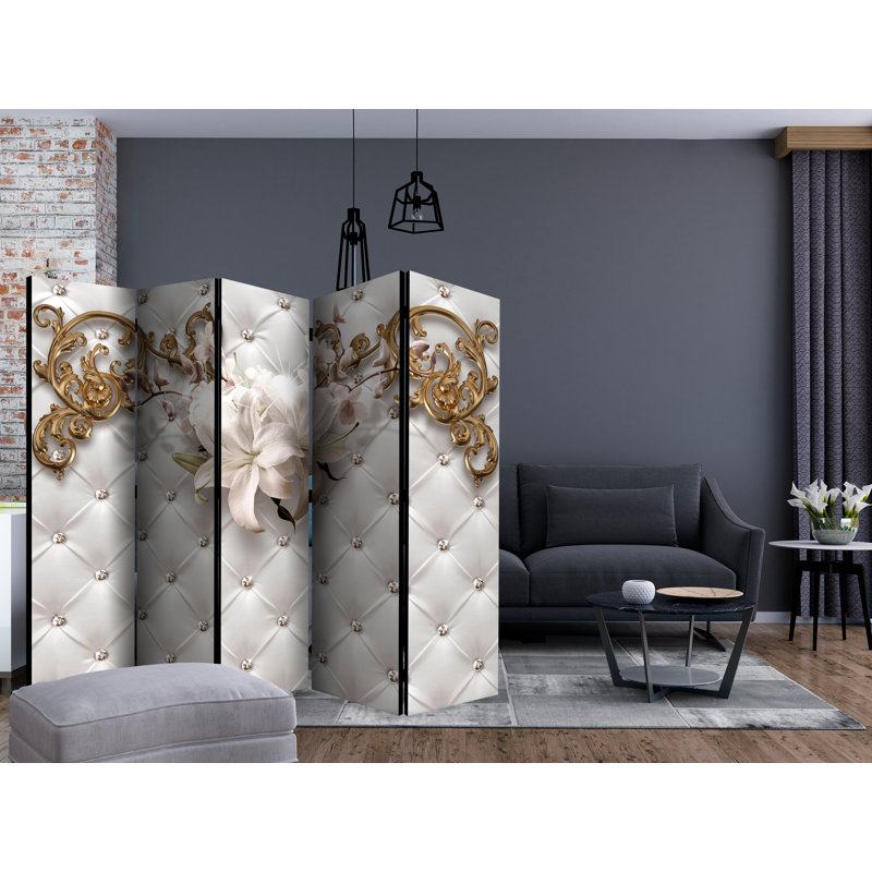 Renly 225cm W x 172cm H 5 - Panel Solid Wood Folding Room Divider