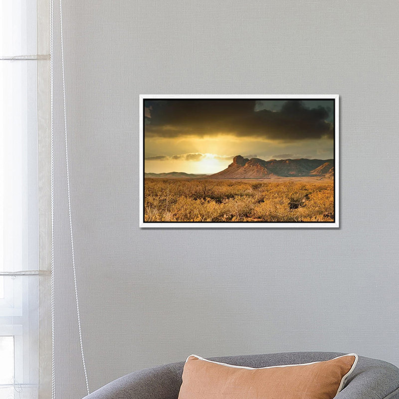 Western Landscape by Mark Paulda - Print on Canvas, 45.72cm H x 66.04cm W x 3.81cm D, White Floater Framed