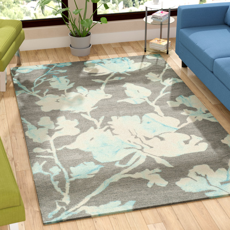 Tapis floral en laine touffeté à la main Coleman, Rectangle 8 pi x 10 pi