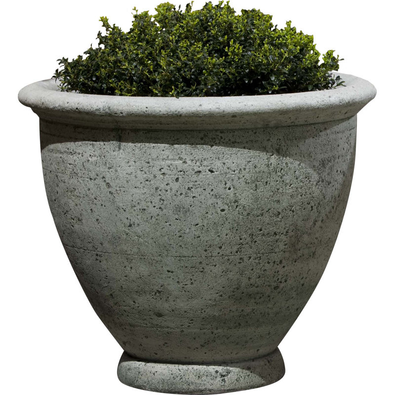 Urne à fleurs en pierre moulée Rochell, H 15 po x l 17,5 po x P 17,5 po, Nero Nuovo