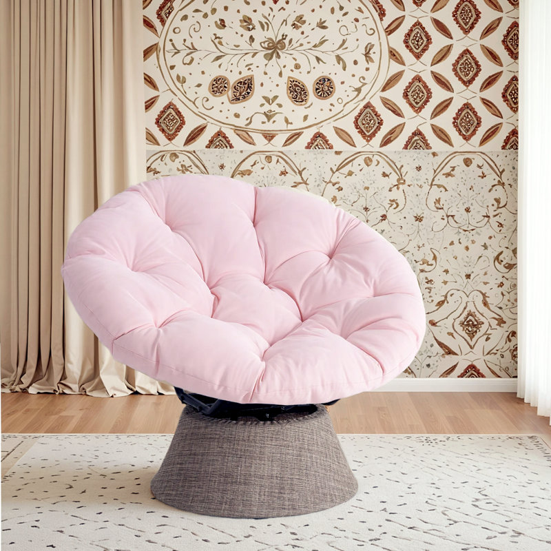 Fauteuil d'appoint ergonomique pivotant à 360 ° avec coussin extra épais et moelleux, fauteuil de salon confortable, Rose