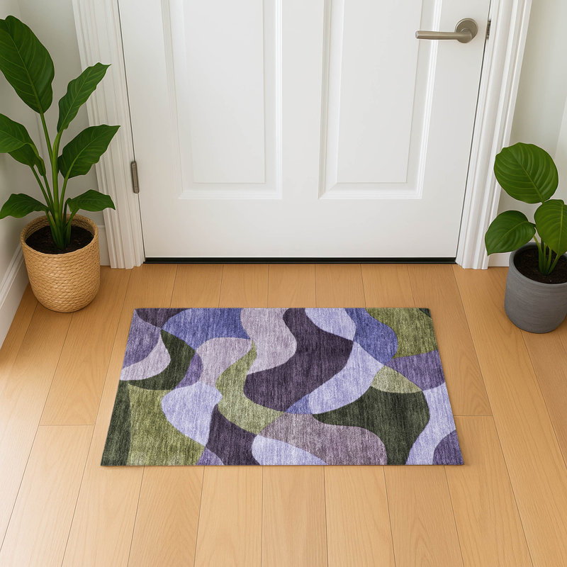 Premium Machine Washable Mayfield AMF2141 abstract Rug, 1'8" x 2'6", Purple