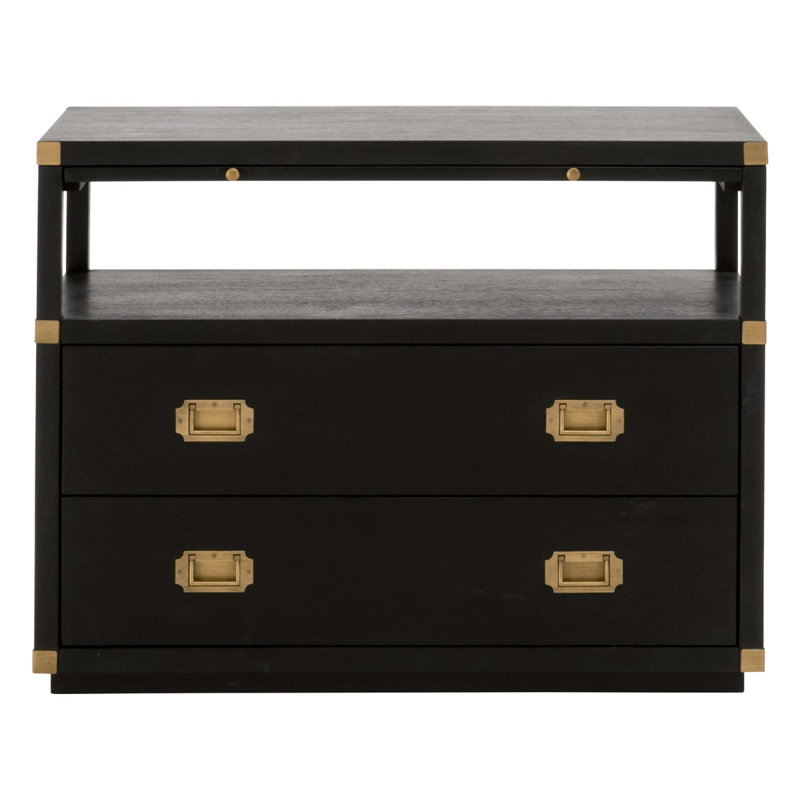 Bradley Brushed Black and Gold 2 Drawer Nightstand