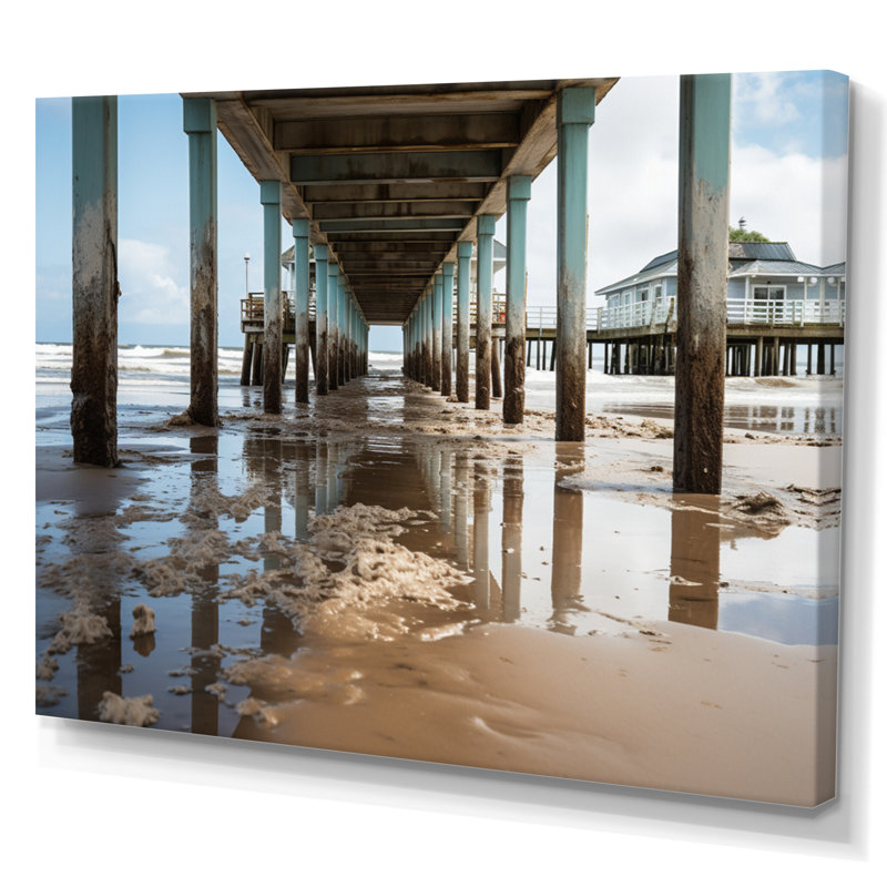 Pier Abstract Pier An I - Coastal Pier Wall Decor, H 12 po x l 20 po x P 1 po, Toile tendue