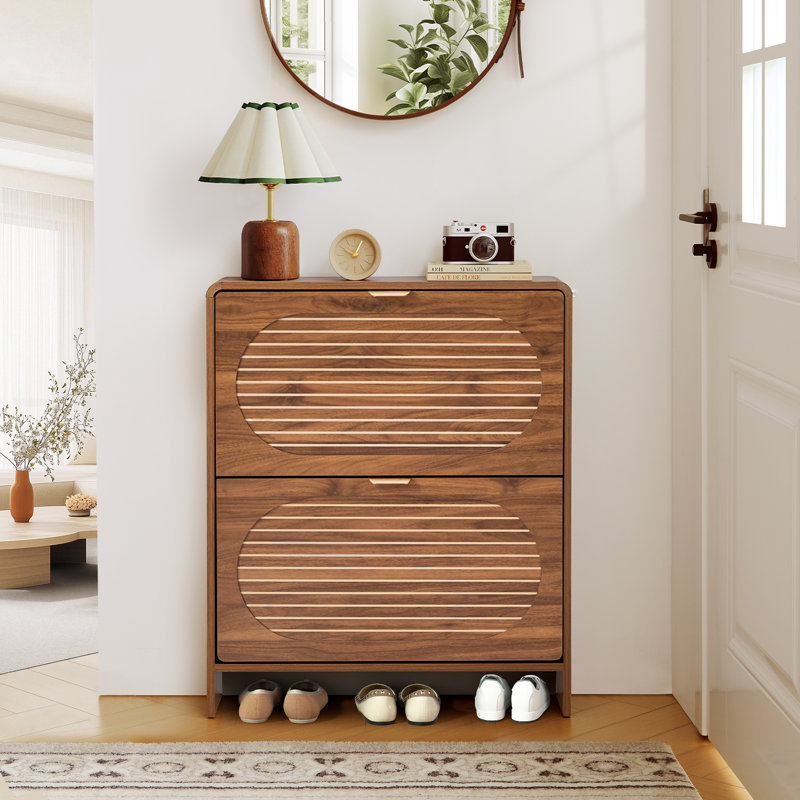 8 Pair Shoe Storage Cabinet, Walnut