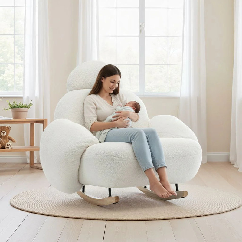 Deshanay Rocking Chair, Pink Teddy