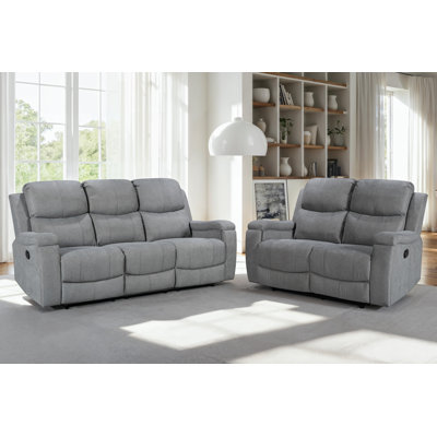 Chenille Fabric 3 + 2 Seater Manual Recliner Sofa Set