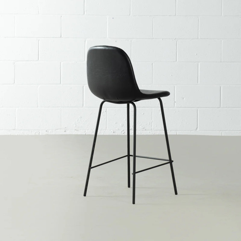 Kody Masaka Vegan Leather Bar & Counter Stool (Set of 2), Black