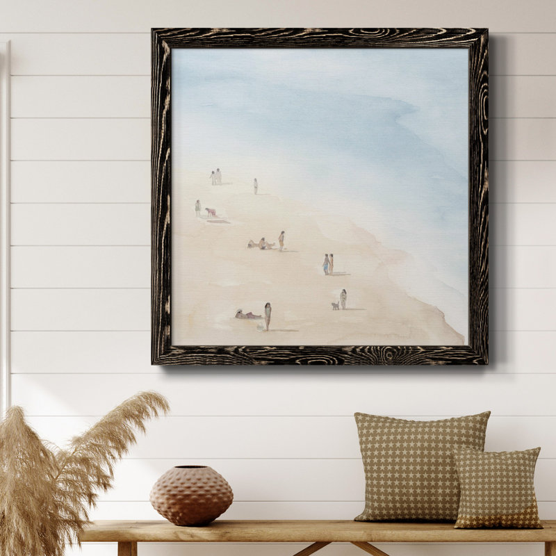Beach Goers II - Toile encadrée de qualité supérieure - prête à être accrochée, Cadre noir, H 20 po x l 20 po x P 1 po