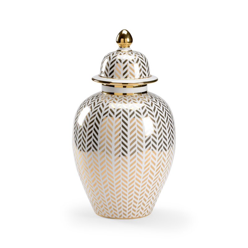 Herringbone Handmade Ceramic Ginger Jar