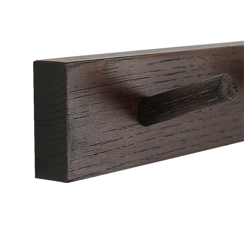Wall Mounted Coat Rack, Dark Walnut, 2" H x 19.75" W x 0.75" D
