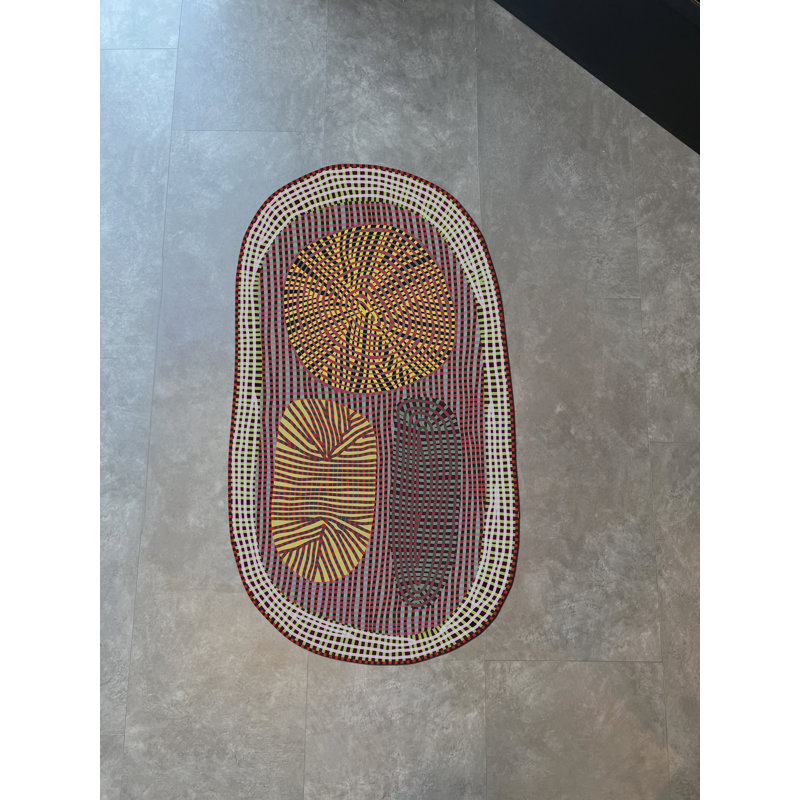Multi-Colored Geometric Shape Patterned Modern Decorative Rug, Rectangle 4'11.06" x 7'6.55"