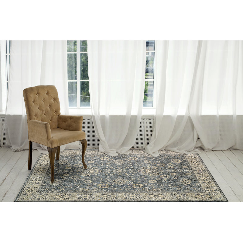 Tapis gris / beige à motif floral Dalano, Rectangle 7 pi 10 po x 10 pi 10 po