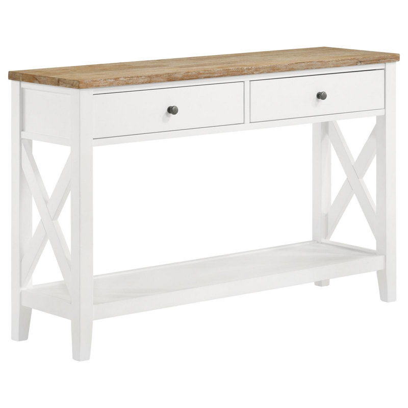 Veer Brown and White Rectangular Console Table