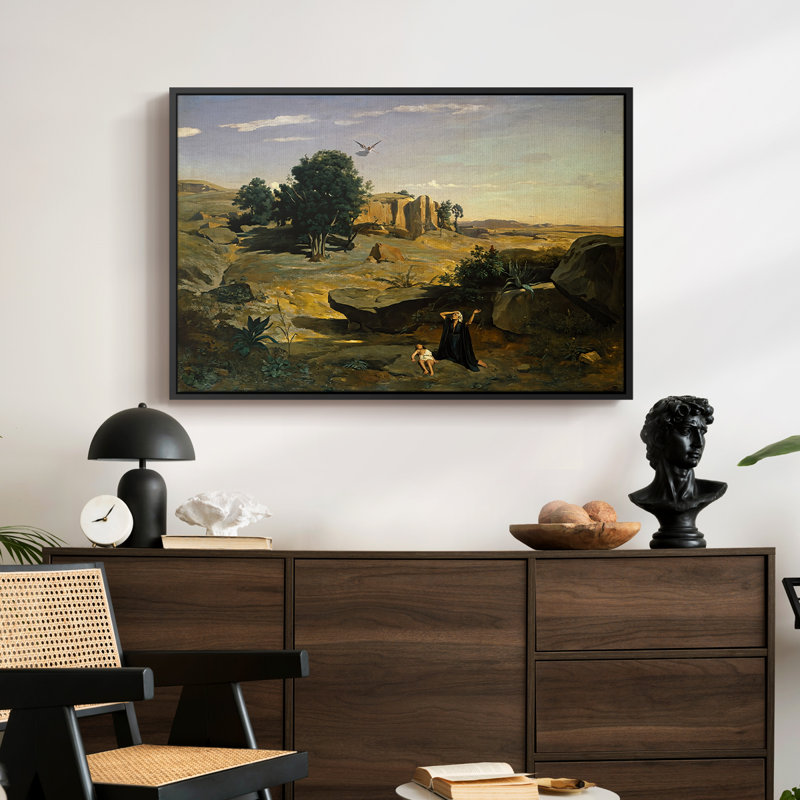 Hagar dans le désert (Hagar dans le désert), 1835 - Jean-Baptiste-Camille Corot, toile tendue avec châssis, 24 po x 36 po