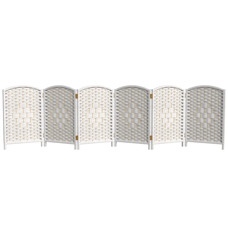 2 Ft. Tall Diamond Weave Fiber Room Divider - Dark Mocha - 8 Panel, White, 6, 2 ft