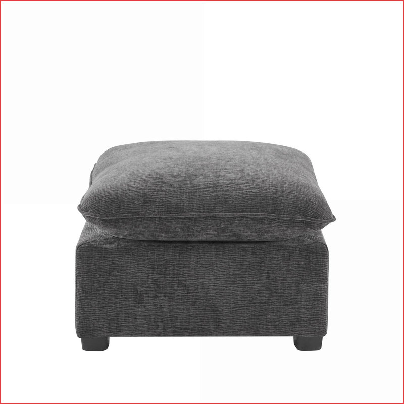 Module de repose-pieds pour canapé modulaire modulaire, chenille de 26 po x 26 po de large pour appartement / salon | Noir | Bois massif