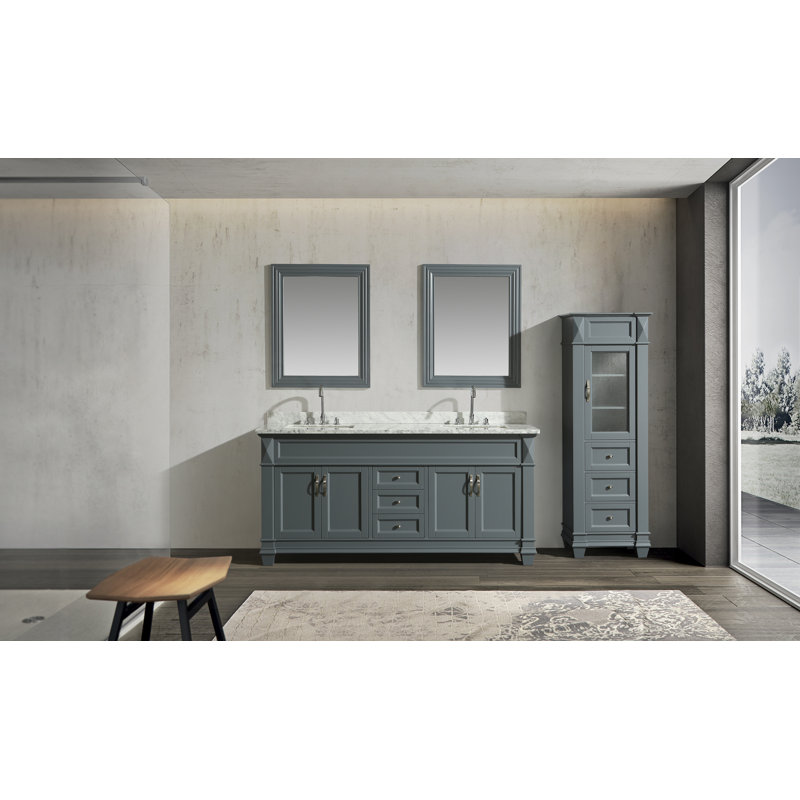 Ensemble de meuble-lavabo de salle de bain double 61 po avec miroir Lusk