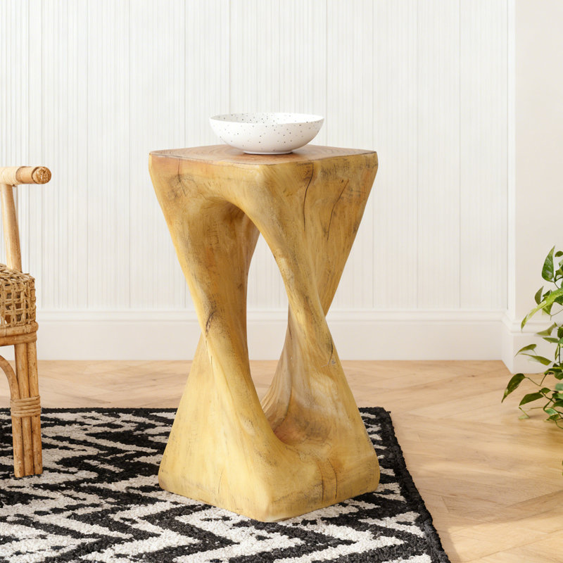 Esdert MGO Twist Shape Side Table, Natural, 26.8" H x 12.5" W x 12.5" D