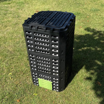 Polyethylene Plastic Outdoor Stationary Composter with Latching Lid