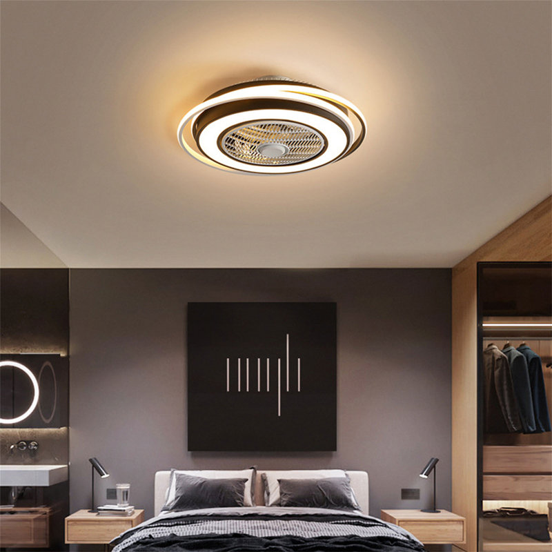 Ventilateurs de plafond encastrés modernes 23 po à DEL avec lumières et télécommande