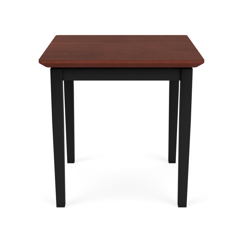 Lenox Steel Waiting Reception End Table Metal Frame 20x20" High Pressure Laminate Top, Black, Canyon Cherry