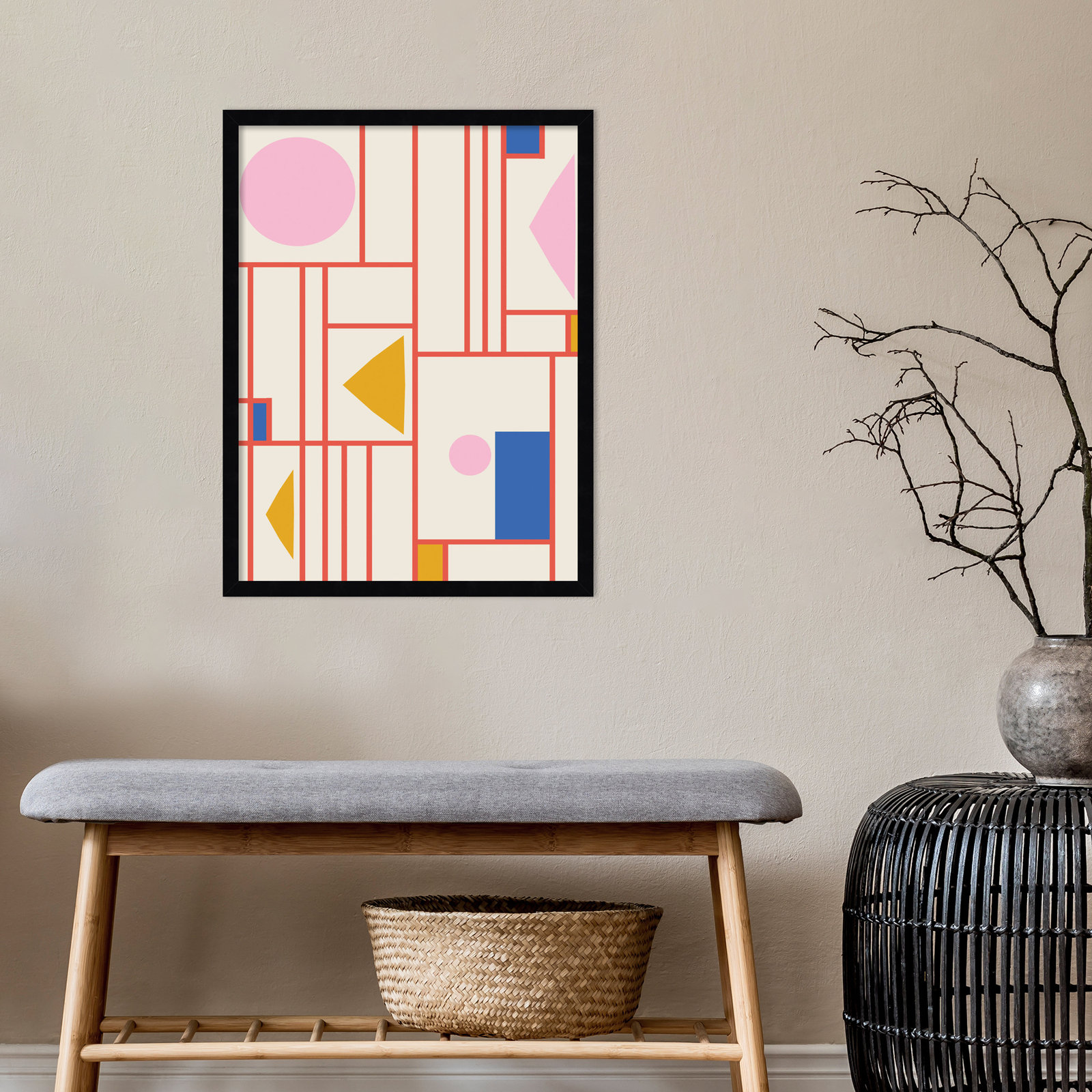 Framed Shapes Print by Beth Vassalo, Black, 25" H x 19" W x 1" D