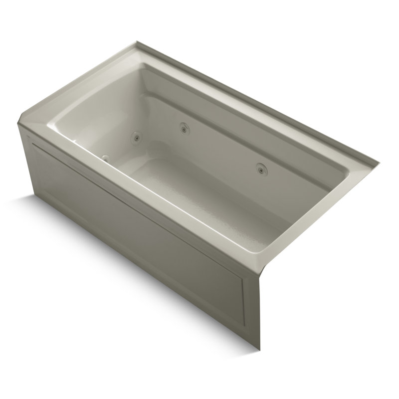 Archer Alcove 60" x 32" Whirpool Bathtub, Sandbar, Right