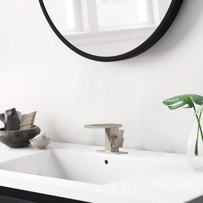 Single Hole Waterfall Bathroom Faucet With Pop-Up Drain (Includes 6" Deck Plate & CUPC Supply Lines)