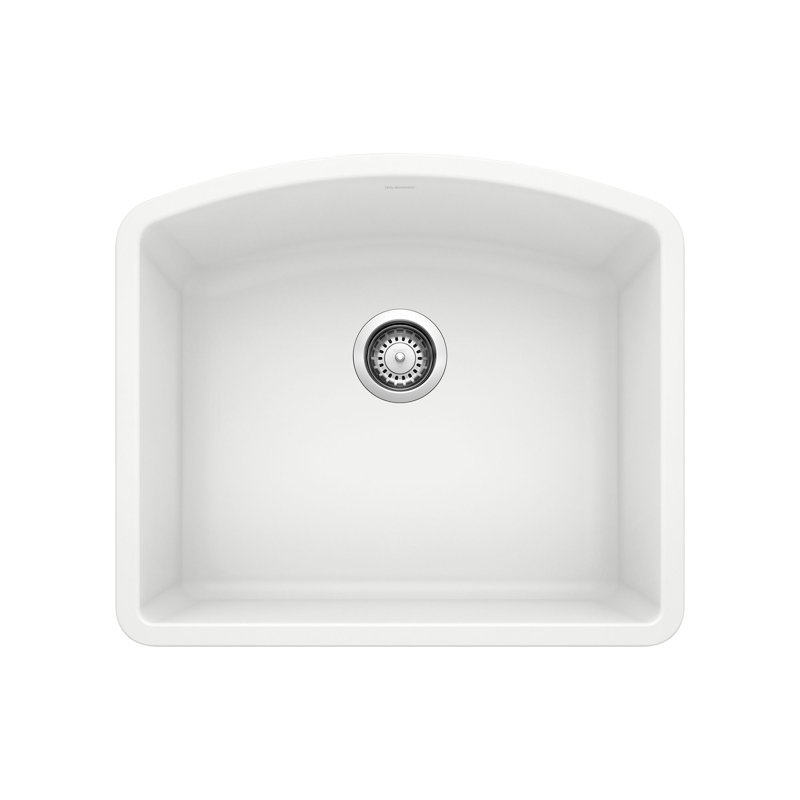 Diamond Silgranit 24" Single Bowl Undermount Kitchen Sink - White, White