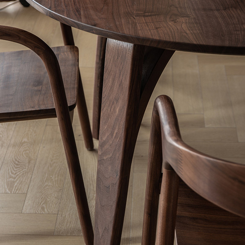 Solid Walnut-Cherry Wood Dining Table Cherry Round Solid Wood Dining Table, 47.24" W x 47.24" L