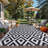 Black and White Cross Pattern Outdoor Rug Camping Plastic Straw Mats-290417100
