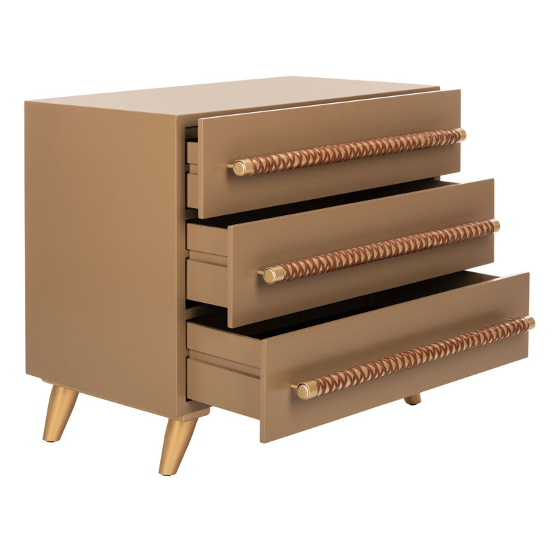 Abdülkerim 31.5'' W 3 - Drawer Dresser, Taupe/Gold