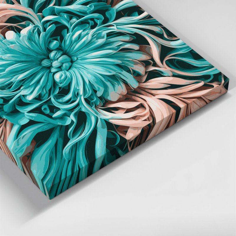 "Abstract Florals 8", art mural sur toile grise, H 12 po x l 12 po