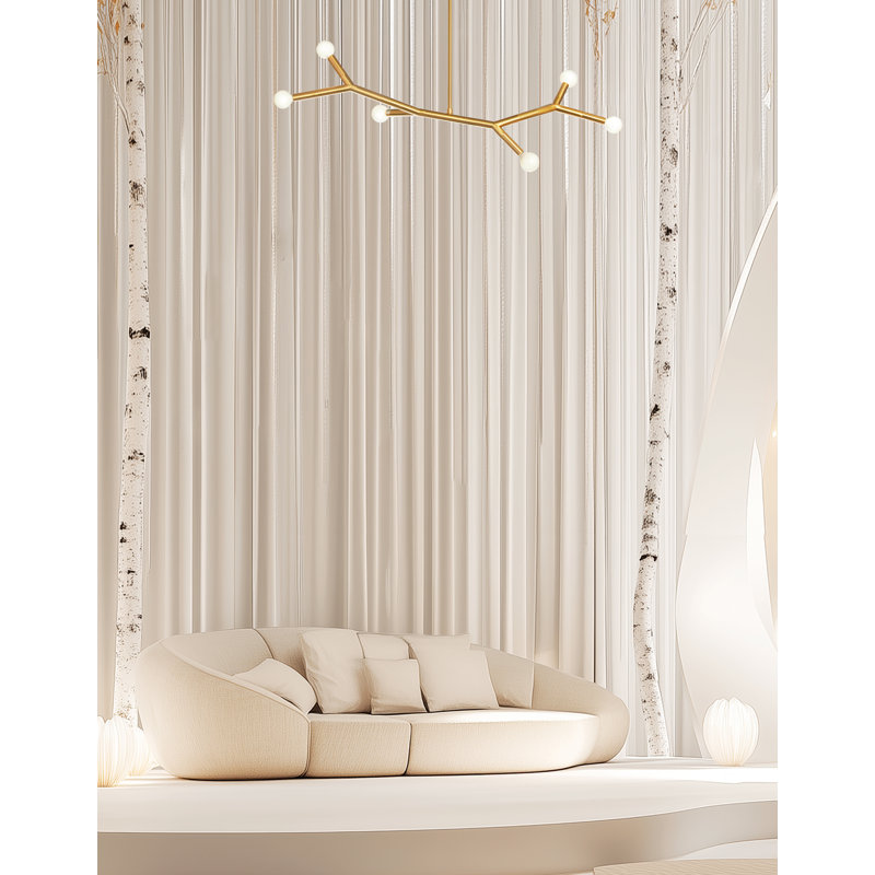 Luminaire suspendu horizontal 6 lumières Rowley, Laiton vieilli