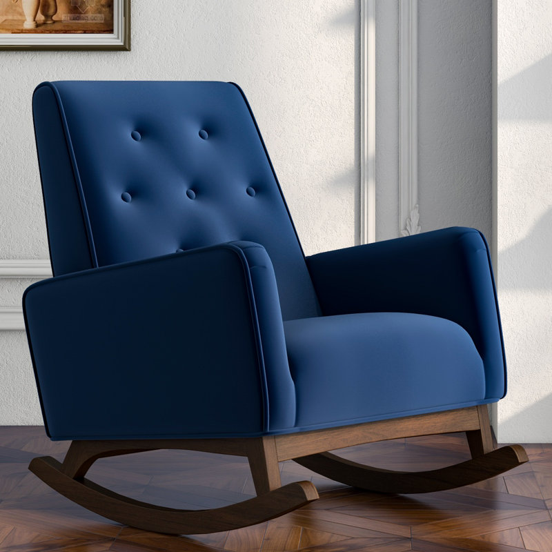 Rosinski Rocking Chair, Blue Velvet