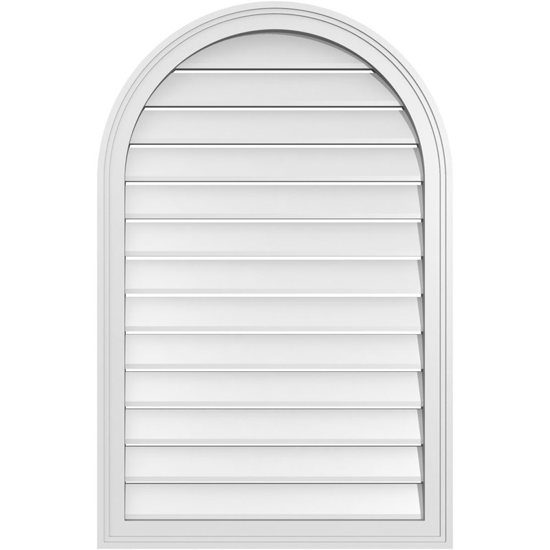 Round Top Surface Mount Signature Urethane Functional Gable Vent, Primed Tan, 40" H x 26" W x 1.5" D