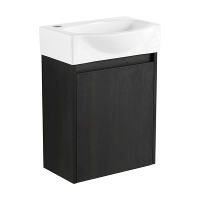 Bathroom Vanity With Ceramic Sink, 2 Soft Closing Doors, Freestanding Bathroom Cabinet Vanity, Plywood