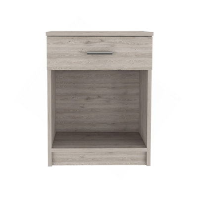 Eco Nightstand , End Table, Side Table Superior Top,  One Drawer, Lower Shelf -Light Gray