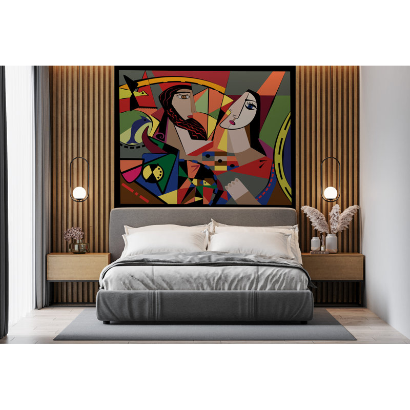 Papier peint abstrait avec cubisme abstrait, L 57 po x l 86 po