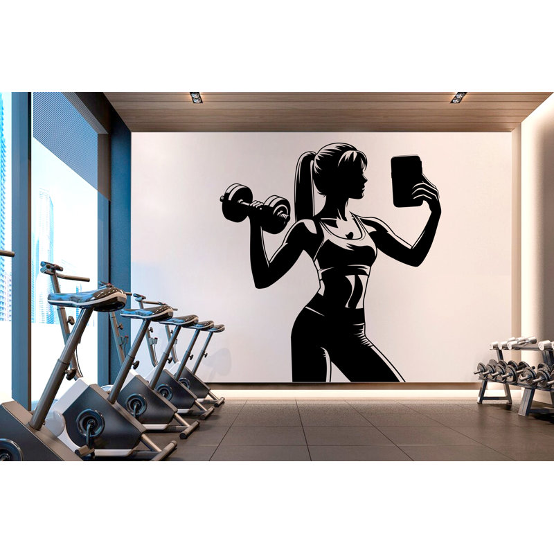 Adhésif décoratif gymnase pour fille, H 38 po x l 35 po, Noir