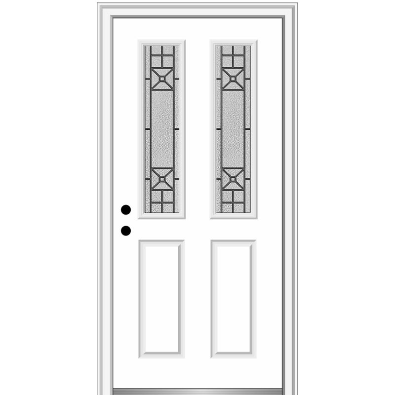 Porte d'entrée pré-suspendue en fibre de verre Courtyard, S'ouvre à droite vers l'intérieur, H 80 po x l 34 po x P 1,75 po