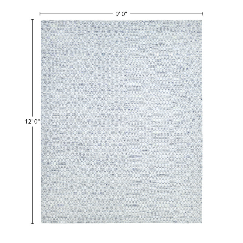 Chatham Geometric Area Rug in Ivory/Blue, Rectangle 9' x 12'