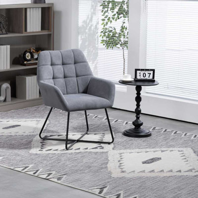 Comfy Computer Task Chair Metal Legs Upholstered Accent Arm Chair